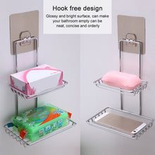 Load image into Gallery viewer, Creative Double Layer Stainless Steel Soap Stand Non-trace Magic Sticker Style Soap Dish Bathroom Shelf, Double Layer Bathroom Shelf