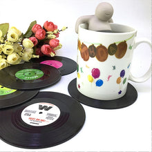 Load image into Gallery viewer, 6 PCS/Set Retro Black Vinyl CD Record Drink Coasters Home Table Cup Mat Decor Coffee Drink Placemat Tableware Spinning, Diameter: 10.7cm, 6 PCS Cup Mat