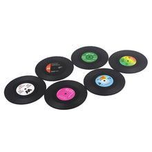 Load image into Gallery viewer, 6 PCS/Set Retro Black Vinyl CD Record Drink Coasters Home Table Cup Mat Decor Coffee Drink Placemat Tableware Spinning, Diameter: 10.7cm, 6 PCS Cup Mat