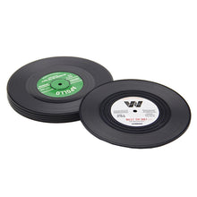 Load image into Gallery viewer, 6 PCS/Set Retro Black Vinyl CD Record Drink Coasters Home Table Cup Mat Decor Coffee Drink Placemat Tableware Spinning, Diameter: 10.7cm, 6 PCS Cup Mat