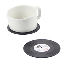 Load image into Gallery viewer, 6 PCS/Set Retro Black Vinyl CD Record Drink Coasters Home Table Cup Mat Decor Coffee Drink Placemat Tableware Spinning, Diameter: 10.7cm, 6 PCS Cup Mat
