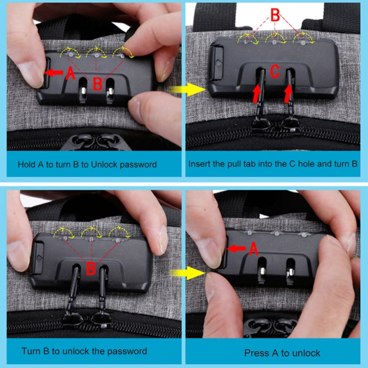 Multi-Function Large Capacity Travel Casual Backpack Laptop Computer Bag with External USB Charging Interface & Headphone Jack & Anti-theft Lock for Men