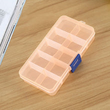 Load image into Gallery viewer, 10 PCS Removable Grid Plastic Box Organizer for Jewelry Earring Fishing Hook Small Accessories, Size: Small, 10 Slots, 10 Slots (Orange + blue), 10 Slots (Purple+Blue), 10 Slots  (White+Pink), 10 Slots  (White+Blue), 10 Slots (Pink+Blue)