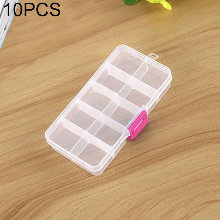 10 PCS Removable Grid Plastic Box Organizer for Jewelry Earring Fishing Hook Small Accessories, Size: Small, 10 Slots, 10 Slots (Orange + blue), 10 Slots (Purple+Blue), 10 Slots  (White+Pink), 10 Slots  (White+Blue), 10 Slots (Pink+Blue)