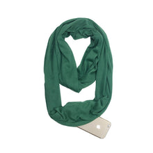 Load image into Gallery viewer, Women Solid Winter Infinity Scarf Pocket Loop Zipper Pocket Scarves
