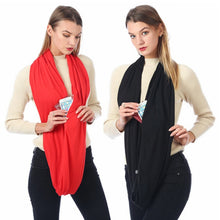 Load image into Gallery viewer, Women Solid Winter Infinity Scarf Pocket Loop Zipper Pocket Scarves