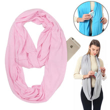 Load image into Gallery viewer, Women Solid Winter Infinity Scarf Pocket Loop Zipper Pocket Scarves