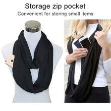 Load image into Gallery viewer, Women Solid Winter Infinity Scarf Pocket Loop Zipper Pocket Scarves