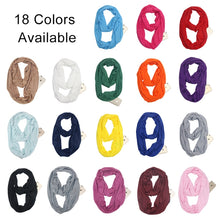 Load image into Gallery viewer, Women Solid Winter Infinity Scarf Pocket Loop Zipper Pocket Scarves