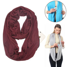 Load image into Gallery viewer, Women Solid Winter Infinity Scarf Pocket Loop Zipper Pocket Scarves
