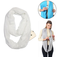Load image into Gallery viewer, Women Solid Winter Infinity Scarf Pocket Loop Zipper Pocket Scarves