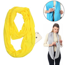 Load image into Gallery viewer, Women Solid Winter Infinity Scarf Pocket Loop Zipper Pocket Scarves