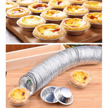 Load image into Gallery viewer, 100pcs / Pack Aluminum Foil Egg Tart Cup Cake Holder, Size: 7.5 x 4 x 2cm