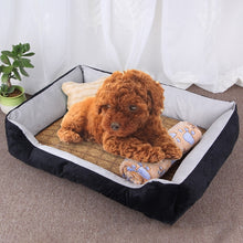 Load image into Gallery viewer, Dog Bone Pattern Big Soft Warm Kennel Pet Dog Cat Mat Blanket, with Rattan Mat &amp; Blanket Size: L, 80×60×15cm, Size: L