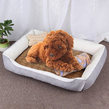 Load image into Gallery viewer, Dog Bone Pattern Big Soft Warm Kennel Pet Dog Cat Mat Blanket, with Rattan Mat &amp; Blanket Size: L, 80×60×15cm, Size: L