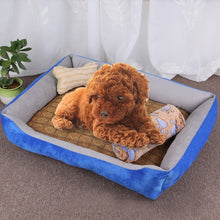 Load image into Gallery viewer, Dog Bone Pattern Big Soft Warm Kennel Pet Dog Cat Mat Blanket, with Rattan Mat &amp; Blanket Size: L, 80×60×15cm, Size: L