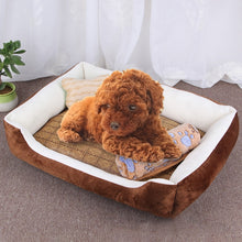 Load image into Gallery viewer, Dog Bone Pattern Big Soft Warm Kennel Pet Dog Cat Mat Blanket, with Rattan Mat &amp; Blanket Size: L, 80×60×15cm, Size: L