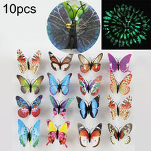 Load image into Gallery viewer, 10pcs Fashion Luminous Butterfly with Brooch Simulation Fridge Magnets Wall Sticker Garden Decoration, Random Color Delivery, 100 PCS Luminous Butterfly