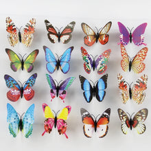 Load image into Gallery viewer, 10pcs Fashion Luminous Butterfly with Brooch Simulation Fridge Magnets Wall Sticker Garden Decoration, Random Color Delivery, 100 PCS Luminous Butterfly