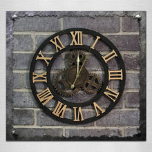 Load image into Gallery viewer, Originality American Industrial Style Wood Vintage Old Gear Wall Clock, Diameter: 50cm, Rome Number 50cm, Rome Number  50cm