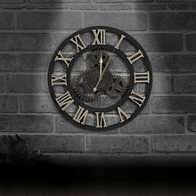 Load image into Gallery viewer, Originality American Industrial Style Wood Vintage Old Gear Wall Clock, Diameter: 50cm, Rome Number 50cm, Rome Number  50cm