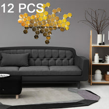 Load image into Gallery viewer, 12 PCS 3D Hexagonal Mirror Wall Stickers Set, Size: 10*10cm, Size: 10*10cm (Black), Size: 10*10cm (Gold), Size: 10*10cm (Red), Size: 10*10cm (Silver)