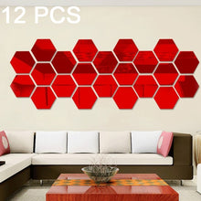 Load image into Gallery viewer, 12 PCS 3D Hexagonal Mirror Wall Stickers Set, Size: 10*10cm, Size: 10*10cm (Black), Size: 10*10cm (Gold), Size: 10*10cm (Red), Size: 10*10cm (Silver)
