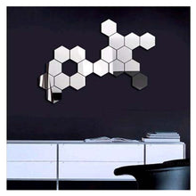 Load image into Gallery viewer, 12 PCS 3D Hexagonal Mirror Wall Stickers Set, Size: 10*10cm, Size: 10*10cm (Silver), Size: 10*10cm (Black), Size: 10*10cm (Gold), Size: 10*10cm (Blue), Size: 10*10cm (Red)