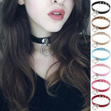 Load image into Gallery viewer, 2 PCS European and American Rock Punk Nightclub Street Dancing Dual-ring Leather Collar Necklace, Random Color Delivery, DHXQ02