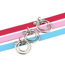 Load image into Gallery viewer, 2 PCS European and American Rock Punk Nightclub Street Dancing Dual-ring Leather Collar Necklace, Random Color Delivery, DHXQ02