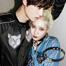 Load image into Gallery viewer, 2 PCS European and American Rock Punk Nightclub Street Dancing Dual-ring Leather Collar Necklace, Random Color Delivery, DHXQ02