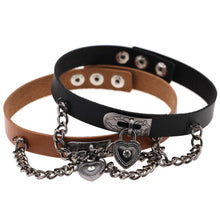 Load image into Gallery viewer, European and American Harajuku Punk Heart-shape Lock Leather Collar Choker Bracelet, Random Color Delivery, TXXQ05