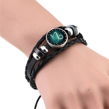 Load image into Gallery viewer, European and American Hand-knitted Beaded Retro DIY Bracelet Constellation Leather Punk Fashion Bracelet, Sagittarius, Pisces, Cancer, Aries, Scorpion, Capricorn, Virgo, Leo, Libra, Gemini, Taurus, Aquarius