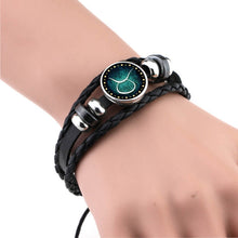 Load image into Gallery viewer, European and American Hand-knitted Beaded Retro DIY Bracelet Constellation Leather Punk Fashion Bracelet, Sagittarius, Pisces, Cancer, Aries, Scorpion, Capricorn, Virgo, Leo, Libra, Gemini, Taurus, Aquarius