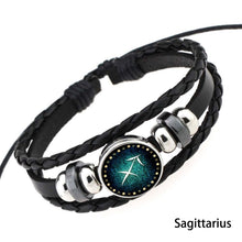 Load image into Gallery viewer, European and American Hand-knitted Beaded Retro DIY Bracelet Constellation Leather Punk Fashion Bracelet, Sagittarius, Pisces, Cancer, Aries, Scorpion, Capricorn, Virgo, Leo, Libra, Gemini, Taurus, Aquarius
