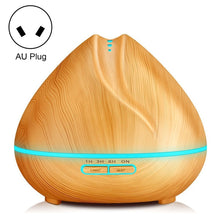 Load image into Gallery viewer, Peach Shape Wood Grain Remote Control Ultrasonic Humidifier Aromatherapy Machine Automatic Alcohol Sprayer with LED Lights, Capacity: 400mL, AU Plug (Light Wood Color), Peach Shape Light Wood Color, Diamond Dark Wood Color, Diamond Light Wood Color    ...