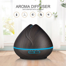 Load image into Gallery viewer, Peach Shape Wood Grain Remote Control Ultrasonic Humidifier Aromatherapy Machine Automatic Alcohol Sprayer with LED Lights, Capacity: 400mL, AU Plug (Light Wood Color), Peach Shape Light Wood Color, Diamond Dark Wood Color, Diamond Light Wood Color    ...