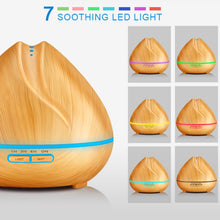 Load image into Gallery viewer, Peach Shape Wood Grain Remote Control Ultrasonic Humidifier Aromatherapy Machine Automatic Alcohol Sprayer with LED Lights, Capacity: 400mL, AU Plug (Light Wood Color), Peach Shape Light Wood Color, Diamond Dark Wood Color, Diamond Light Wood Color    ...