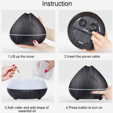 Load image into Gallery viewer, Peach Shape Wood Grain Remote Control Ultrasonic Humidifier Aromatherapy Machine Automatic Alcohol Sprayer with LED Lights, Capacity: 400mL, AU Plug (Light Wood Color), Peach Shape Light Wood Color, Diamond Dark Wood Color, Diamond Light Wood Color    ...