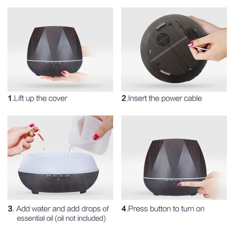 Peach Shape Wood Grain Remote Control Ultrasonic Humidifier Aromatherapy Machine Automatic Alcohol Sprayer with LED Lights, Capacity: 400mL, UK Plug (Dark Wood Color), Diamond Dark Wood Color, Diamond Light Wood Color, Peach Shape Dark Wood Color      ...