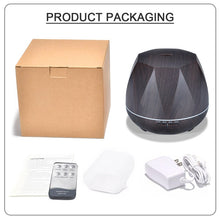 Load image into Gallery viewer, Peach Shape Wood Grain Remote Control Ultrasonic Humidifier Aromatherapy Machine Automatic Alcohol Sprayer with LED Lights, Capacity: 400mL, UK Plug (Dark Wood Color), Diamond Dark Wood Color, Diamond Light Wood Color, Peach Shape Dark Wood Color      ...