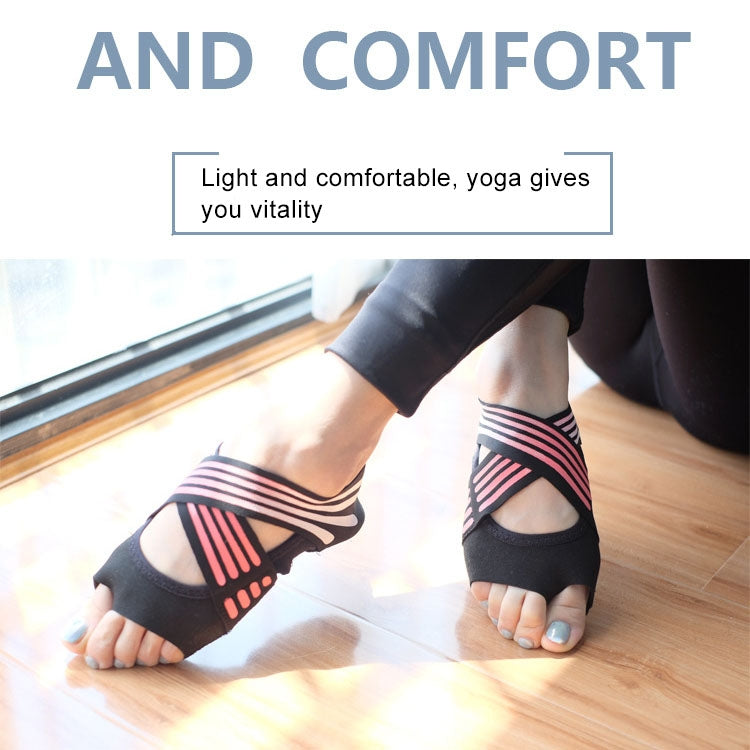 1 Pair Anti-Slip Yoga Socks Toeless Pilates Socks Ballet Yoga Pilates Barre Shoes for Women, 235-240mm Foot Length