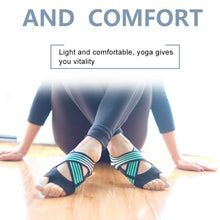 Load image into Gallery viewer, 1 Pair Anti-Slip Yoga Socks Toeless Pilates Socks Ballet Yoga Pilates Barre Shoes for Women, 245-250mm Foot Length, 245-250mm (Green), 245-250mm (Pink)