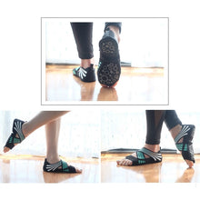 Load image into Gallery viewer, 1 Pair Anti-Slip Yoga Socks Toeless Pilates Socks Ballet Yoga Pilates Barre Shoes for Women, 245-250mm Foot Length, 245-250mm (Green), 245-250mm (Pink)