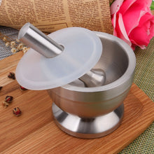 Load image into Gallery viewer, Kitchen Stainless Steel Garlic Food Mortar with Cover, Size: Small, Size: Large