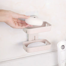 Load image into Gallery viewer, Wall Hanging Traceless Double-deck PP Soap Holder Bathroom Storage Shelf