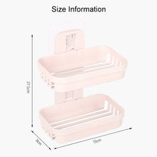Load image into Gallery viewer, Wall Hanging Traceless Double-deck PP Soap Holder Bathroom Storage Shelf