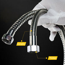 Load image into Gallery viewer, 1.5m Flexible Stainless Steel Showerhead Hose Pipe Double Interlock Copper Interface Anti Burst Bath Water Pipe, 1.5m (Double Interlock)