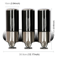 Load image into Gallery viewer, Triple Hotel Shower Manual Dispenser Wall Mounted Washing Liquid Shampoo Soap Bottle, Capacity: 1200ml, 1200ml/Black, 1200ml/Gold, 1200ml/Red, 1200ml/Silver, 1200ml/Transparent, 1200ml/White