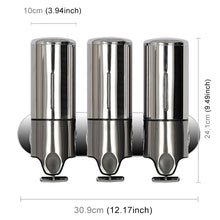Load image into Gallery viewer, Triple Hotel Shower Manual Dispenser Wall Mounted Washing Liquid Shampoo Soap Bottle, Capacity: 1200ml, 1200ml/Stainless Steel